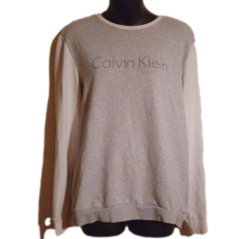 CALVIN Klein Grey/ white sweatshirt.  No size tag, please see measurements.